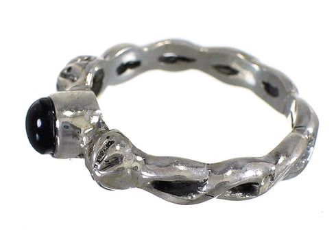 Jet Authentic Sterling Silver Southwest Jewelry Ring Size 7-1/4 RX88337